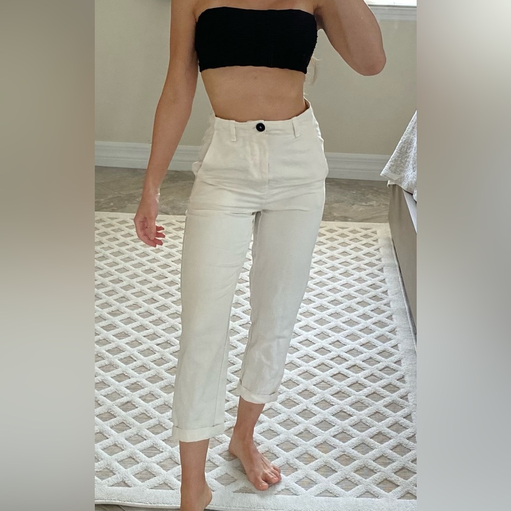 Zara Women’s High Rise Linen Ankle Pants